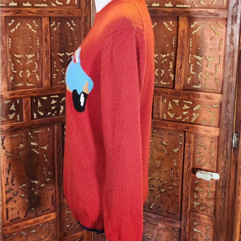 Coach 1941 Red Intarsia Sweater M 100% Cashmere Vintage Car Rare HTF NWOT NEW - Picture 4 of 16